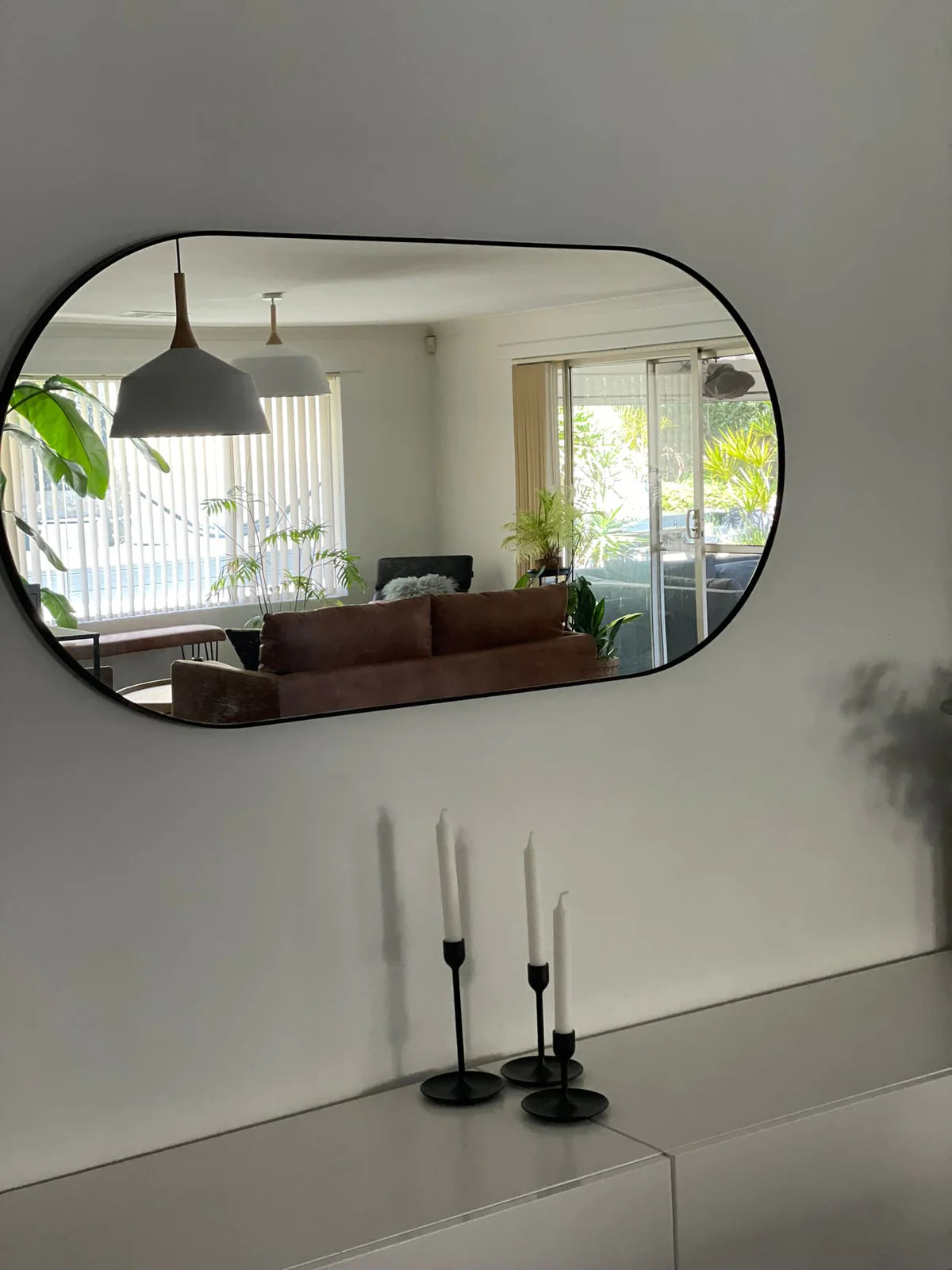 Ebony & Flo - Odes Black Pill Shape Mirror 50 X 100cm