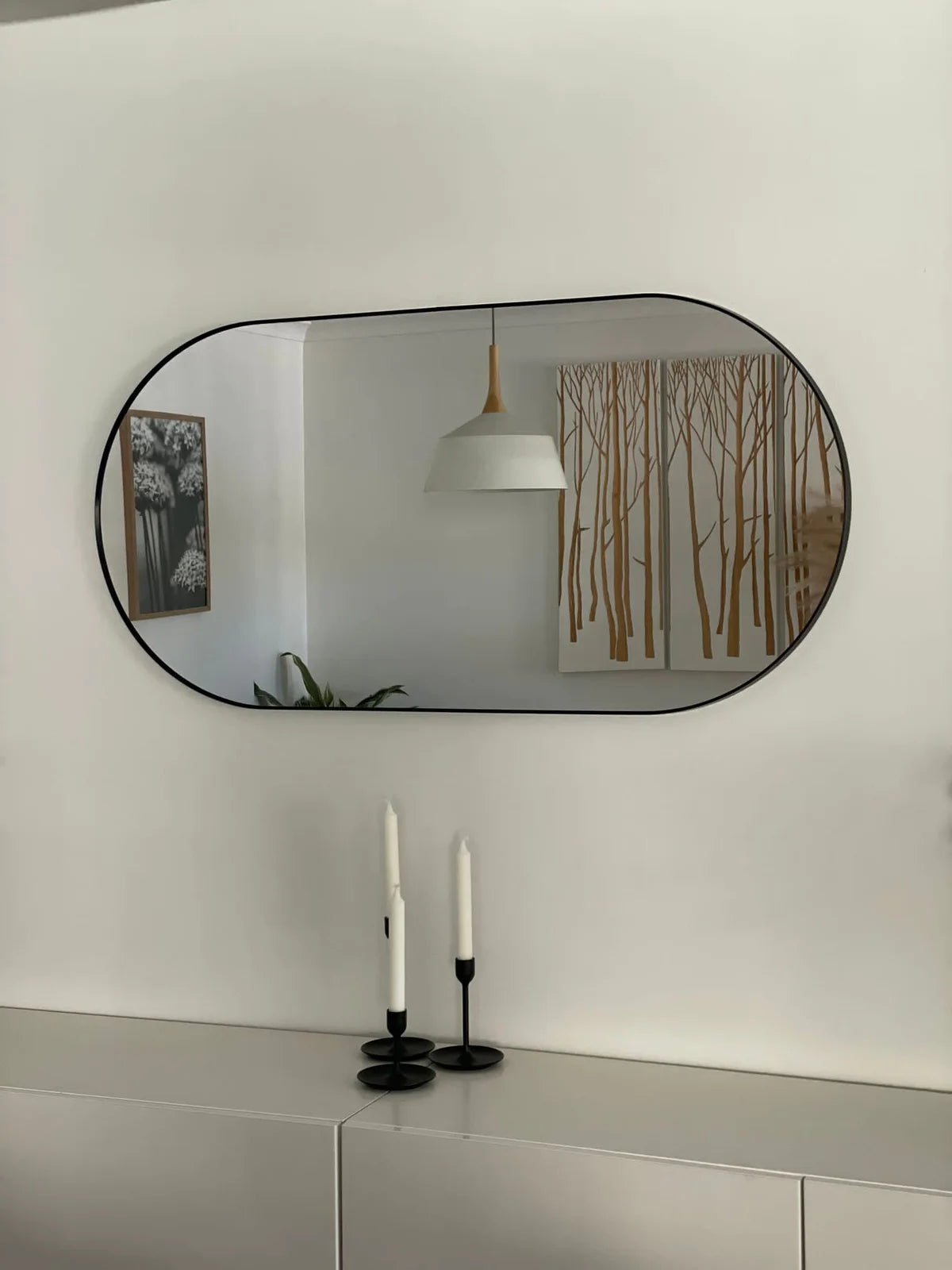 Ebony & Flo - Odes Black Pill Shape Mirror 50 X 100cm